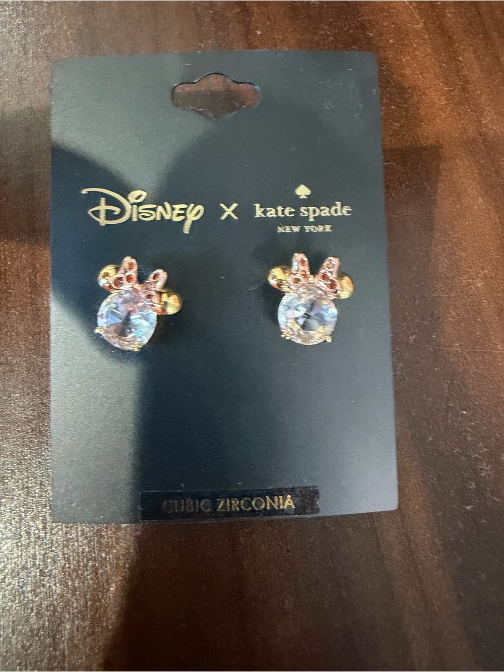 kate spade pink and gold Minnie Mouse Crystal Stud Earrings